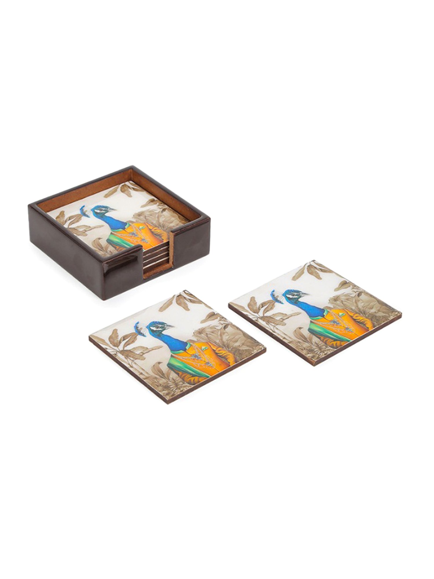 Home4U Quirky Kingdom Printed Multicolor Engineered Wood Coaster (6 Pcs)