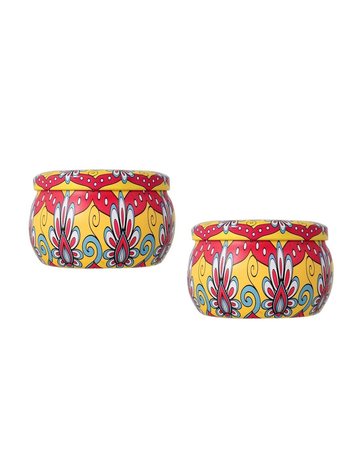 TAYHAA Yellow & Red Wax Printed Candle Jar