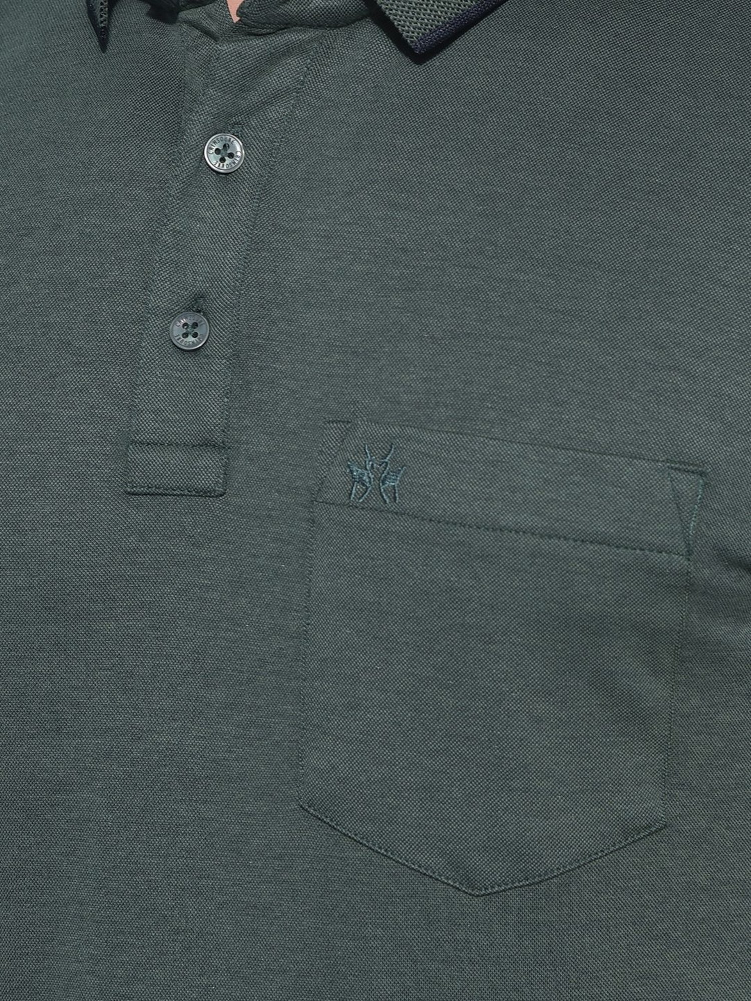 Crimsoune Club Green Cotton Slim Fit Polo T-Shirt