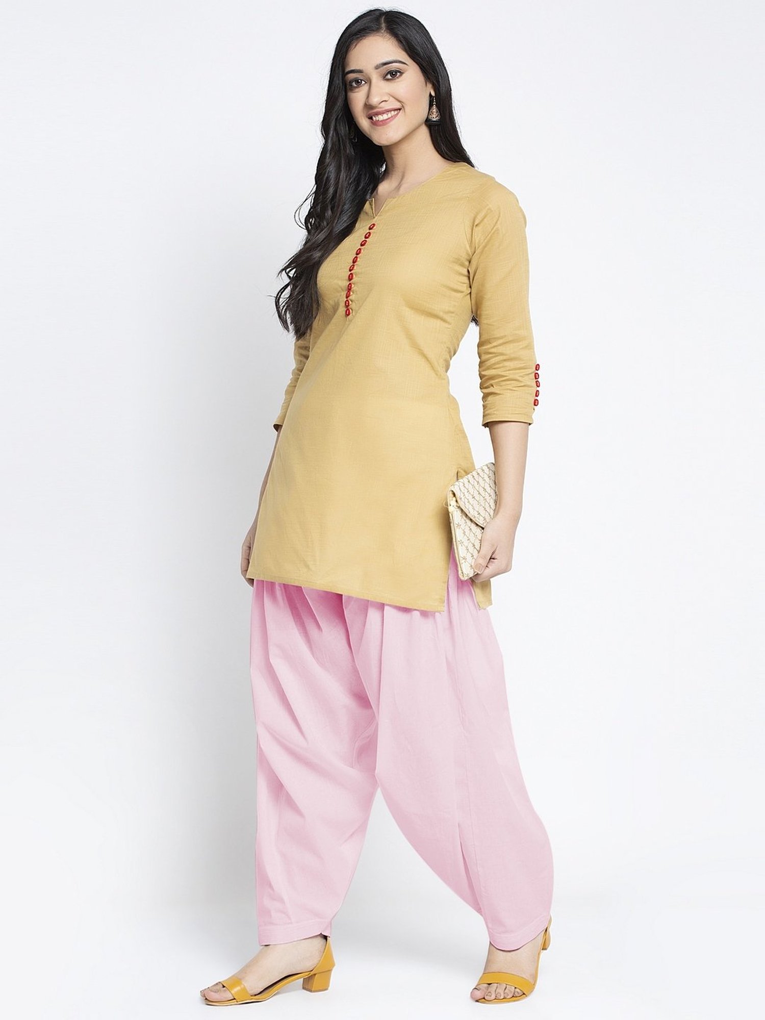 Gracit Light & Pink Gajri Loose Fit Cotton Salwar Pack of - 2