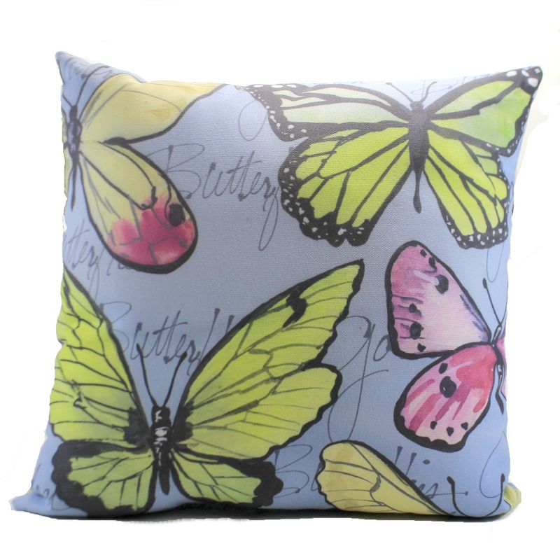 Home & Garden 18.0" Gossamer Blue Pillow Butterfly Indoor Outdoor Manual Woodworkers And Weavers  -  Decorative Pillow