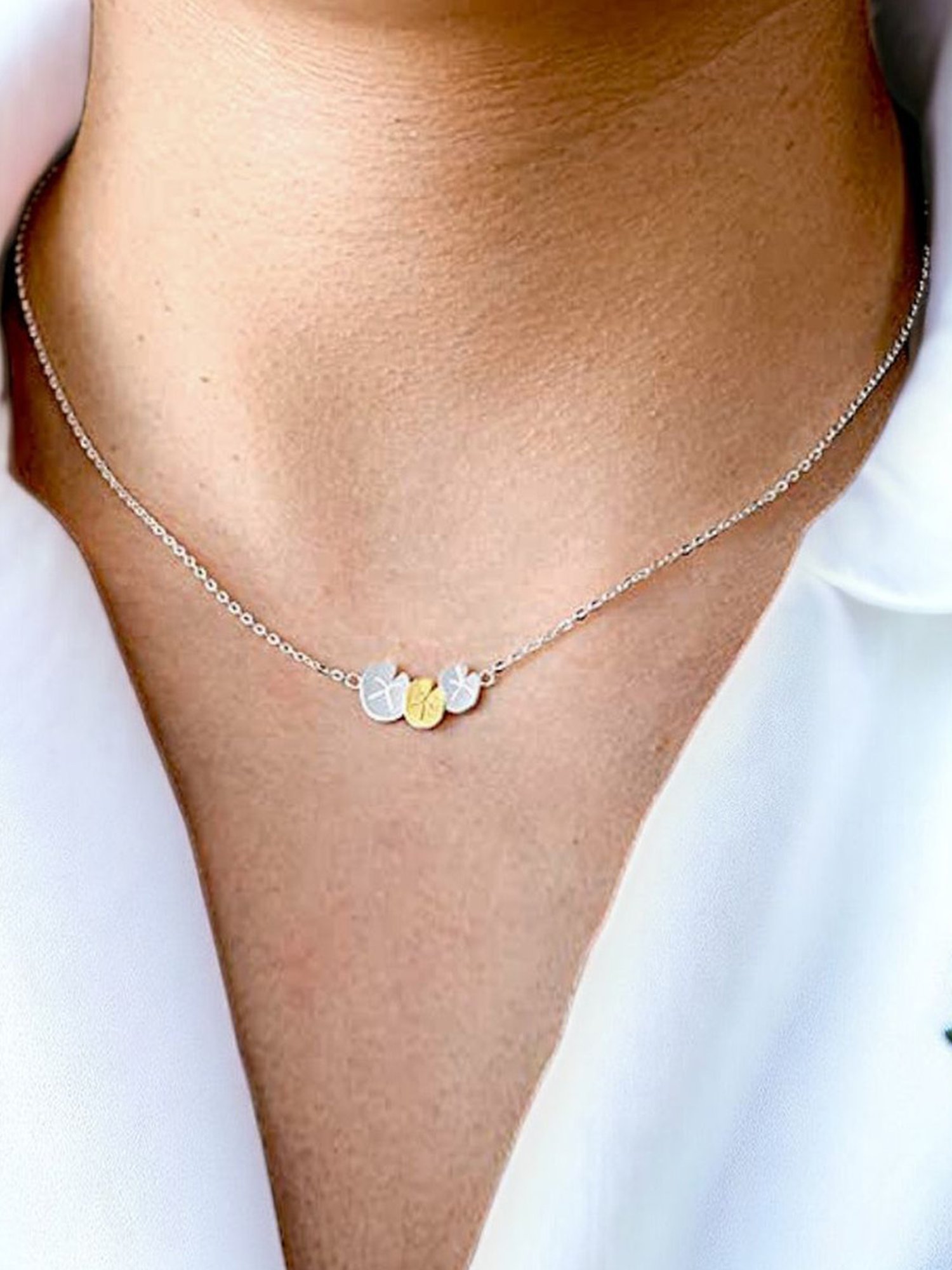 Rihi by P.C. Chandra Jewellers 92.5 Sterling Silver Lotus Leaf Necklace for Women & Girls