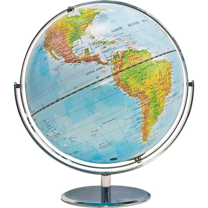 Advantus 12-Inch Globe with Blue Oceans Silver-Toned Metal Desktop Base Full-Meridian 30502