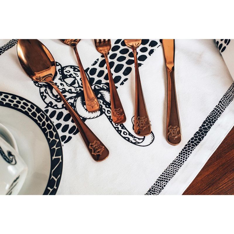 Robe Factory LLC Harry Potter Hogwarts Rose Gold Flatware Set | 5-Piece Harry Potter Cutlery Set