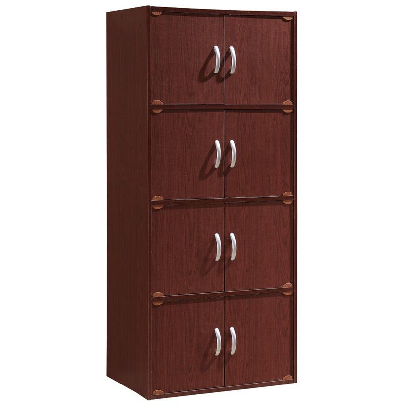4 Shelf 8 Door Bookcase in Mahogany Brown - Pemberly Row