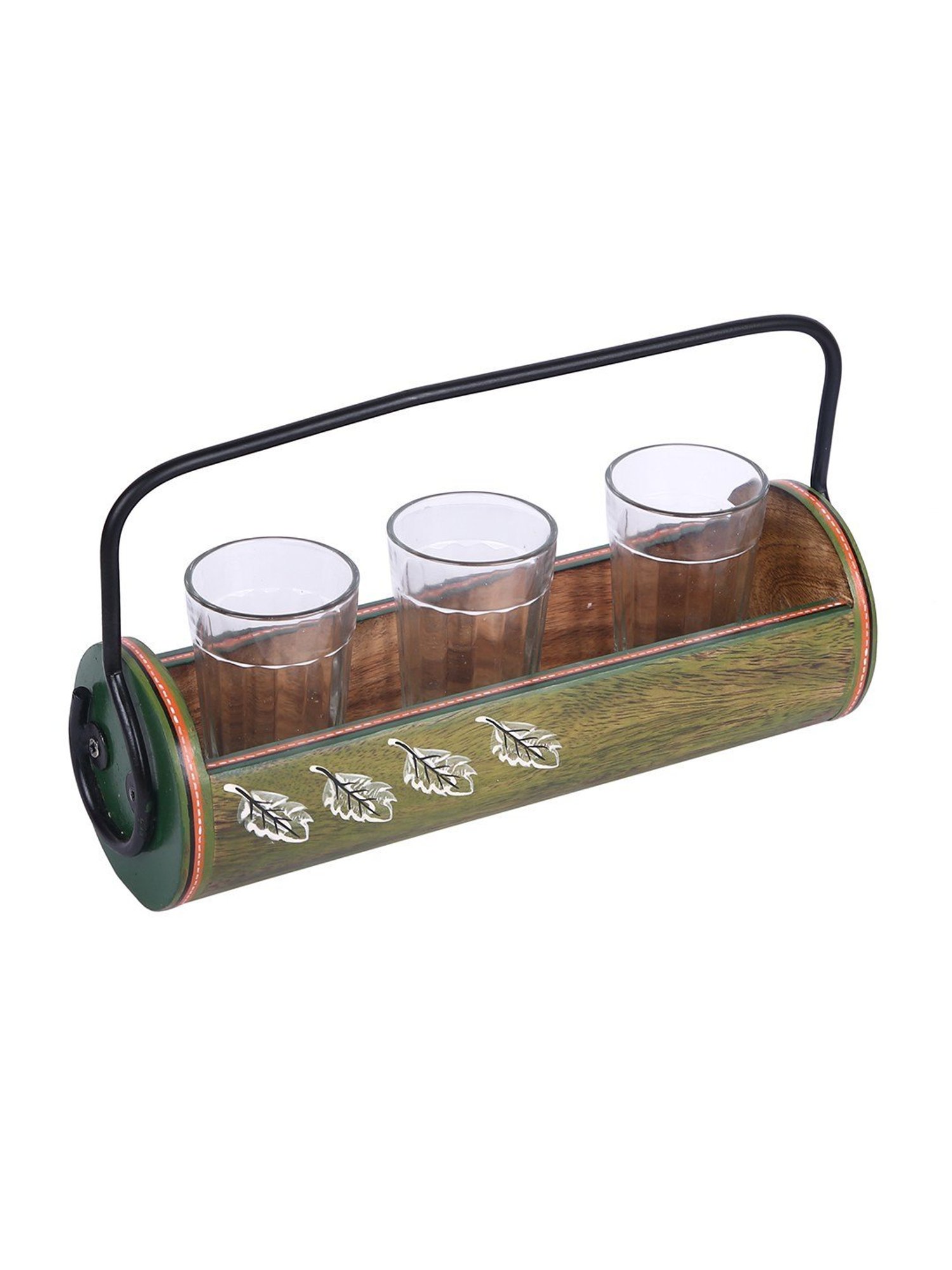Aapno Rajasthan Basic Green & Transparent Wood Container