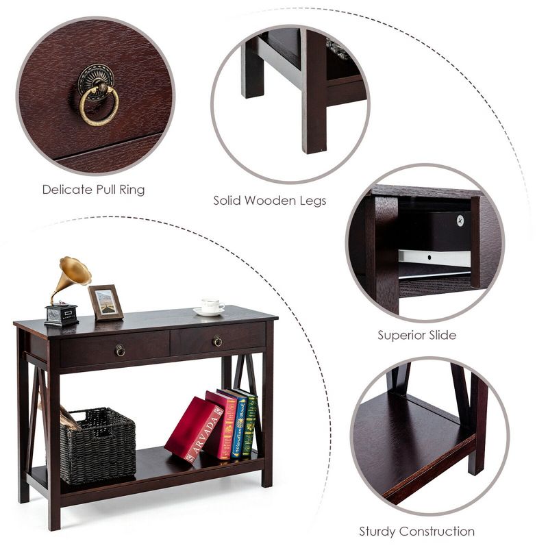 Valeri Modern Flared Glass Top Sofa Table Satin Plated - HOMES: Inside + Out