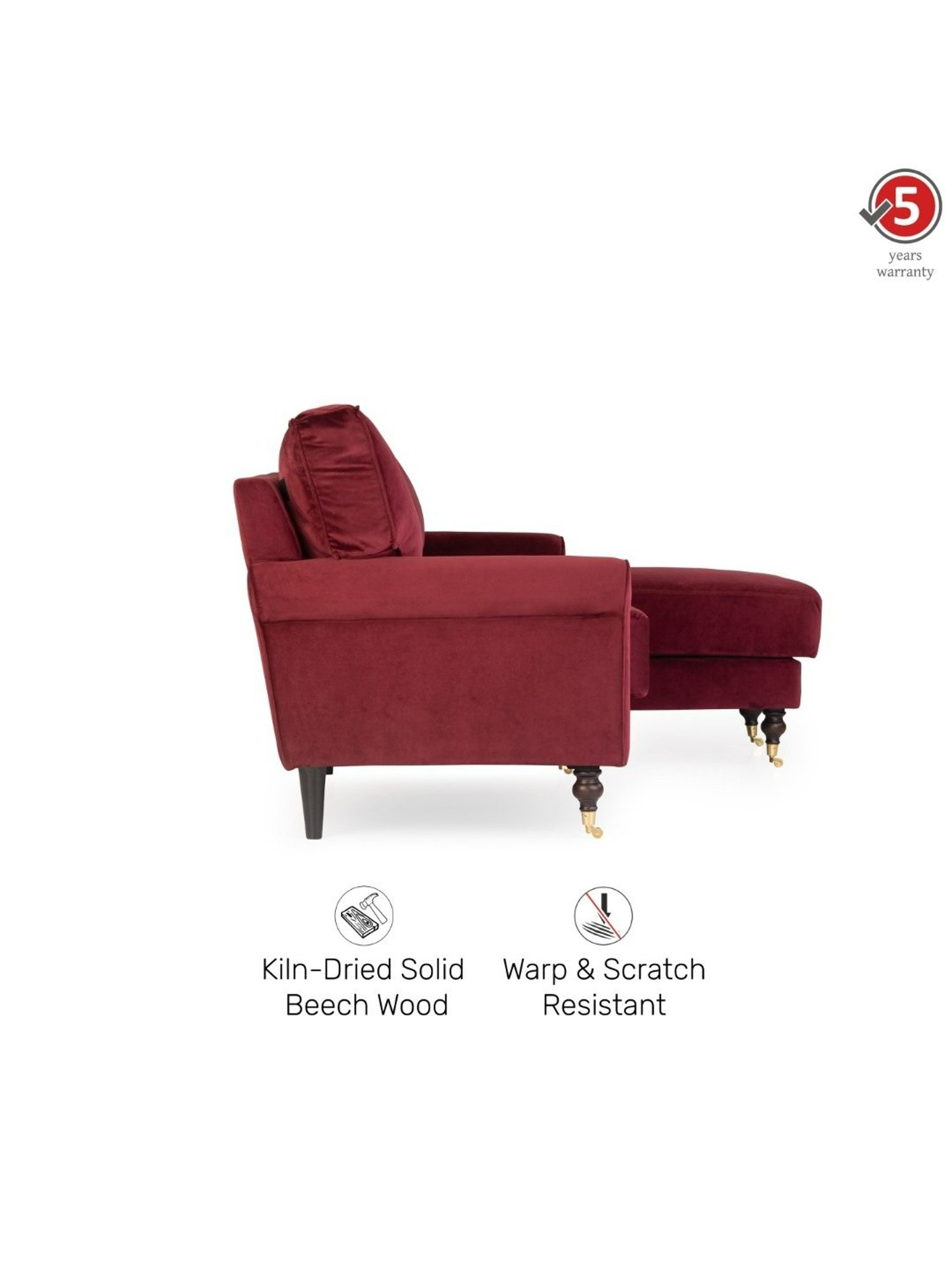 Durian Ruse X Odyssey Edit Ruby Red Fabric L Shaped Sofa