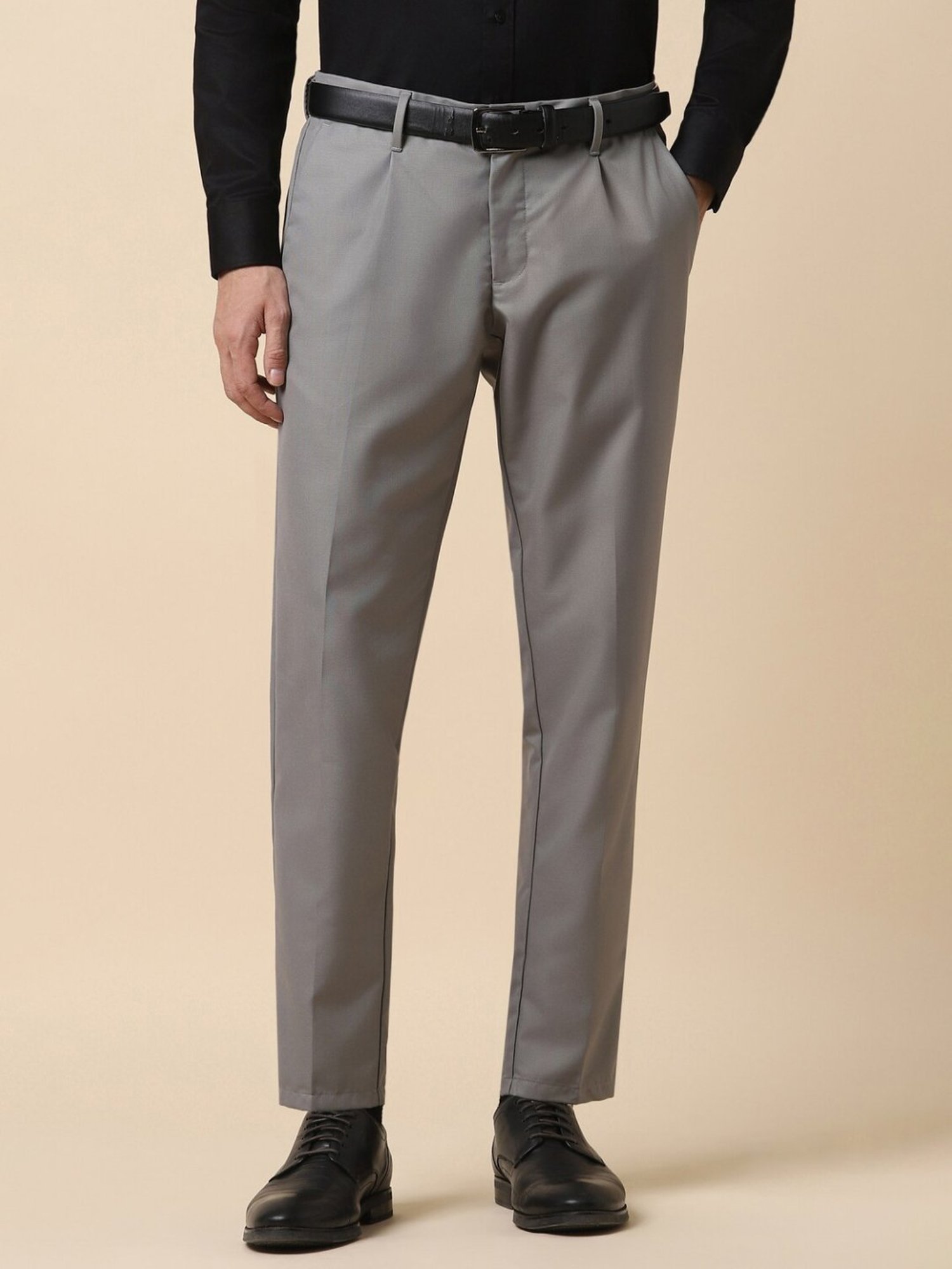 Allen Solly Grey Slim Fit Trousers