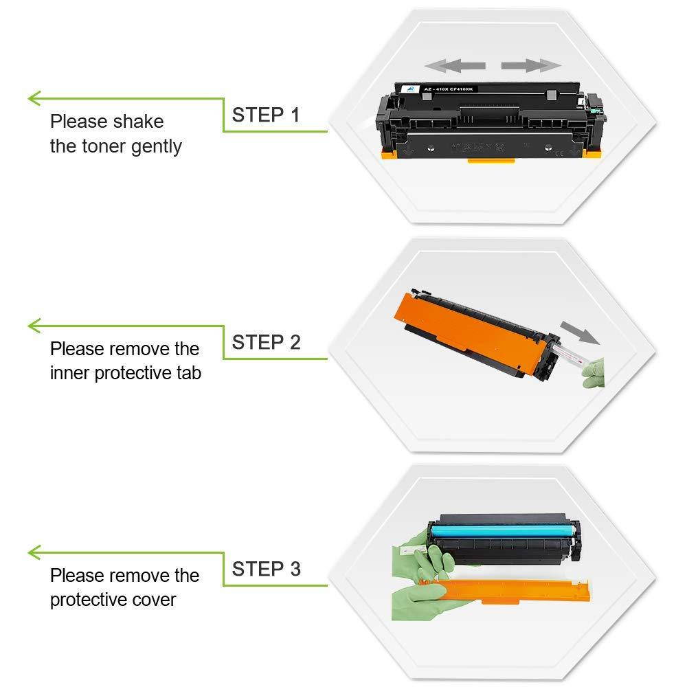 Aztech 4 Packs Compatible Toner Cartridge Replacement for HP 410A CF410A CF411A CF412A CF413A for HP Color Laserjet Pro MFP M477fnw M477fdn M477fdw M452dn M452nw M452dw M477 M452 M377dw Printer Toner