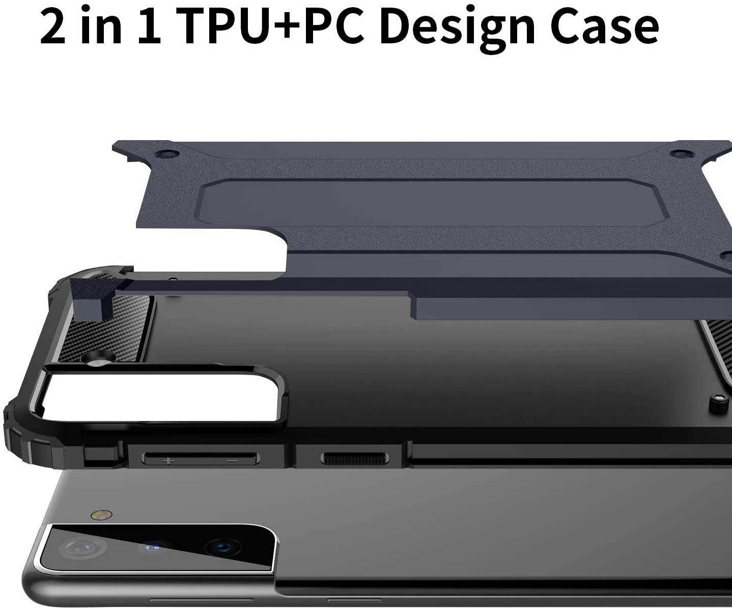 Samsung S21 Case - Shockproof Galaxy S21 Case Military Grade Drop Tested - Slim Dual Layer Samsung Galaxy S21 5G Phone Case - Blue