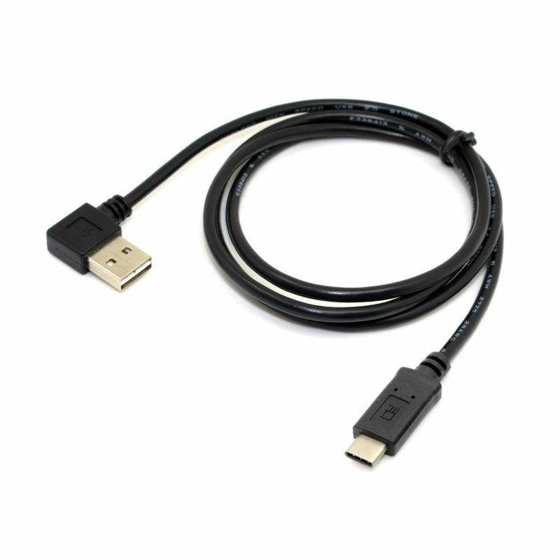 Reversible Left & Right Angled 90 Degree USB 2.0 Male to USB Type-C Male Data Cable for Macbook & Tablet & Cell Phone 1m Black