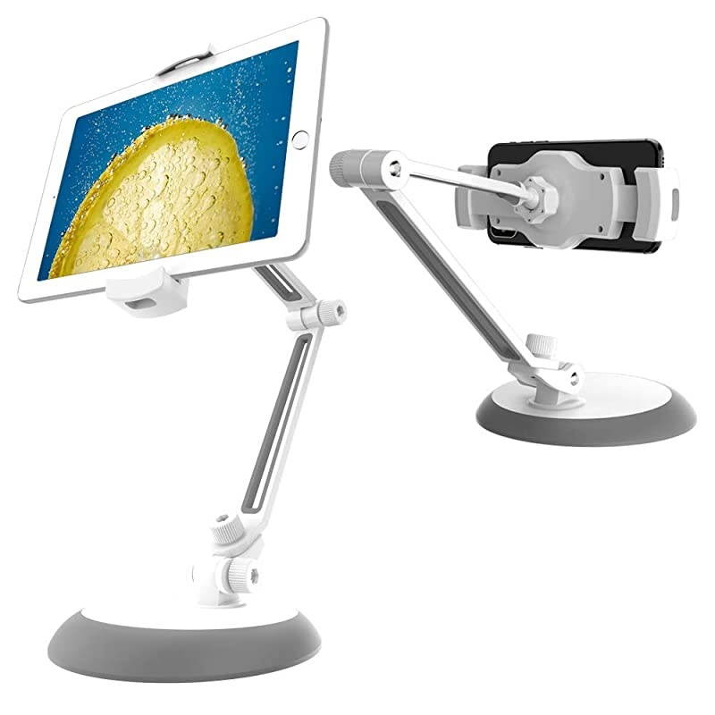 Adjustable Phone StandTablet Stand Stable 360 Swivel Folding Tablet Holder Compatible with iPad iPhone Samsung Galaxy up to 105 inch Screen Gray
