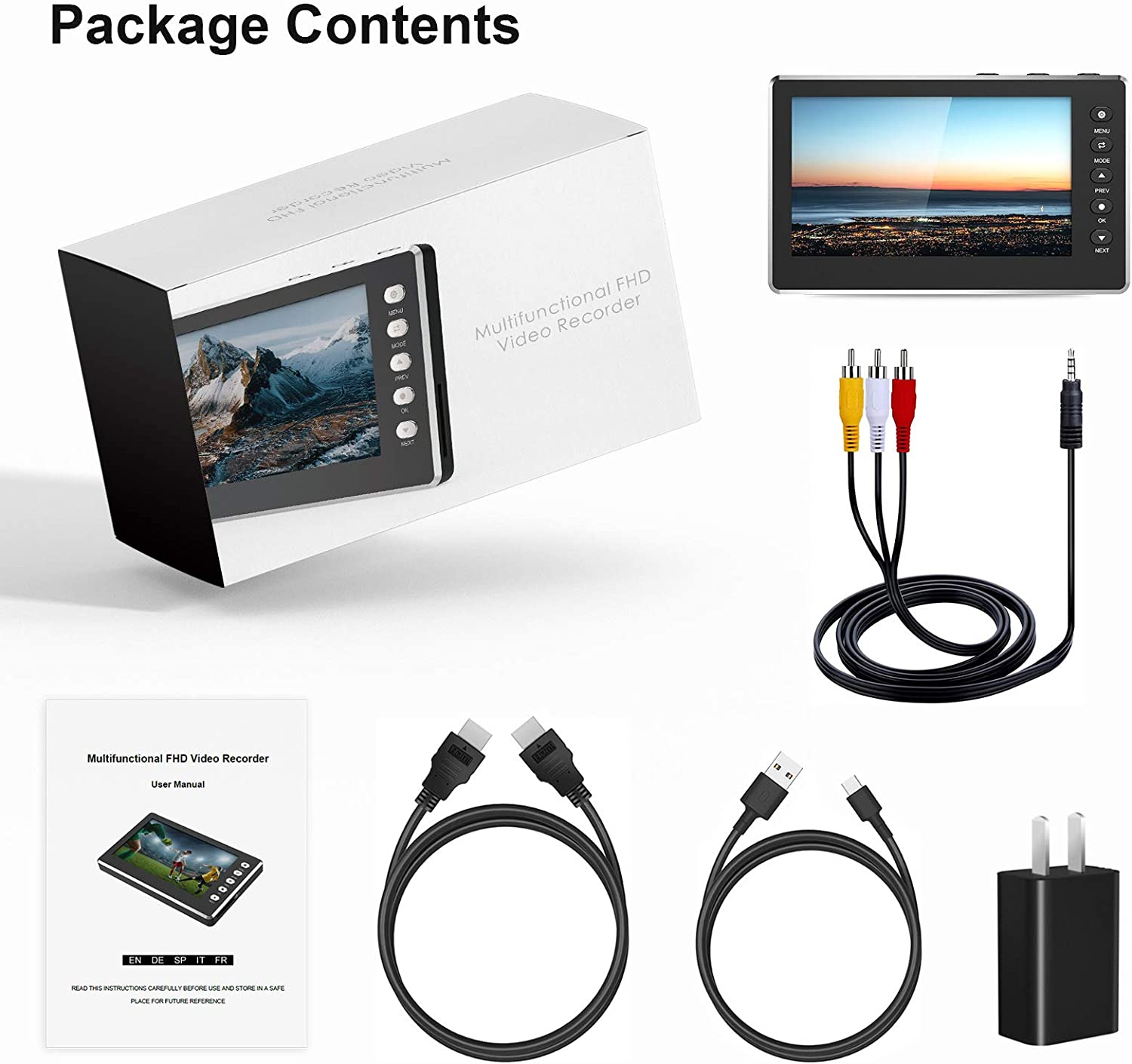 DIGITNOW HD Video Capture Box 1080P 60FPS USB 2.0 Video to Digital Converter with 5" OLED Screen, AV&HDMI Video Recorder Capture from VCR, DVD, VHS Tapes, Hi8, Camcorders, Gaming Systems