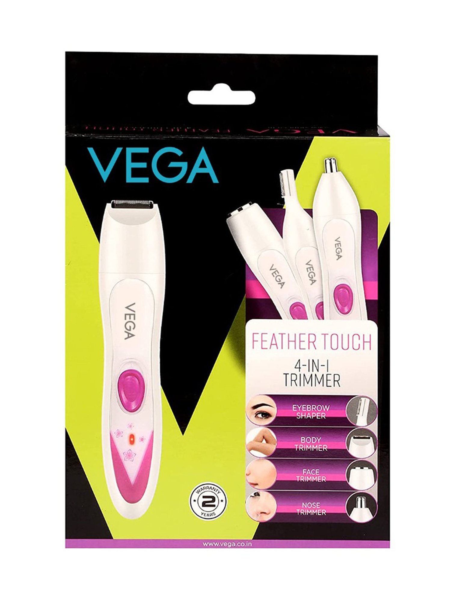 Vega Feather Touch VHBT-03 Cordless 4-In-1 Trimmer - 60 Min Runtime (White)