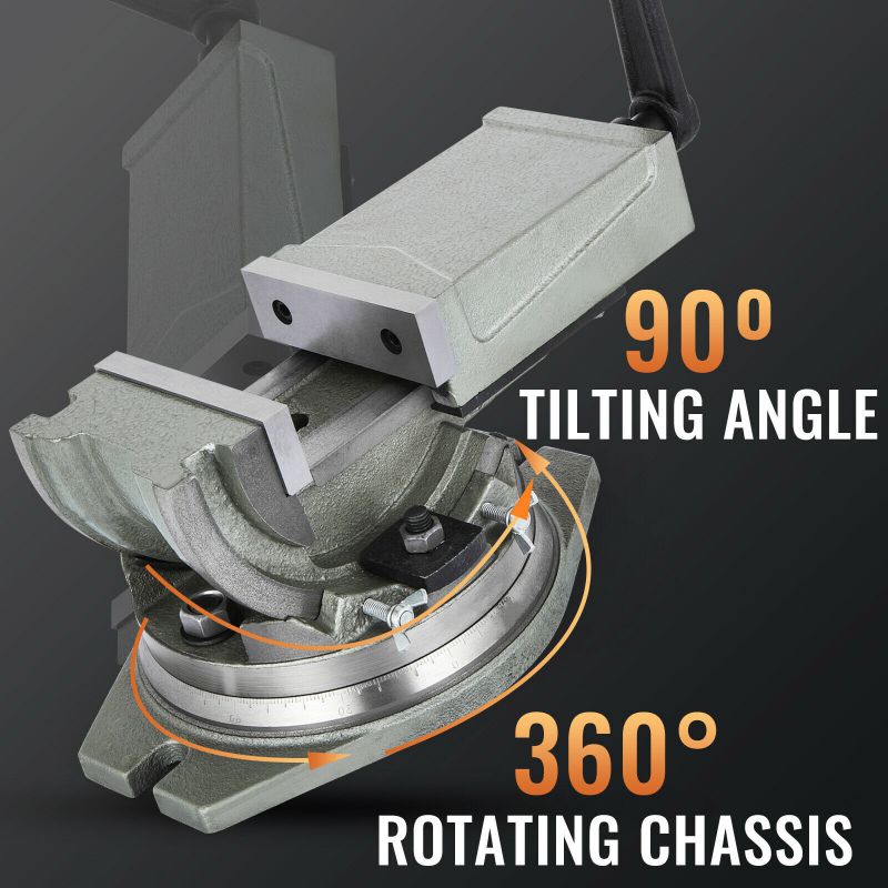 Precision Milling Vise 5" Tilting Vise Swivel Base Angle Tilting 2 Way