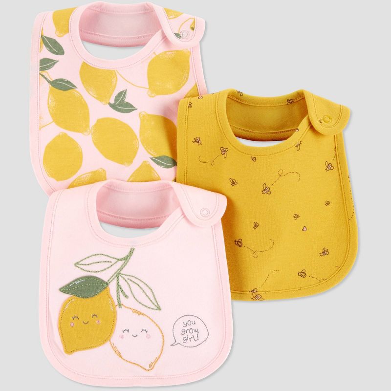 Baby Girls' 3pk Lemon Bib - Just One You® made by carter's Yellow One Size