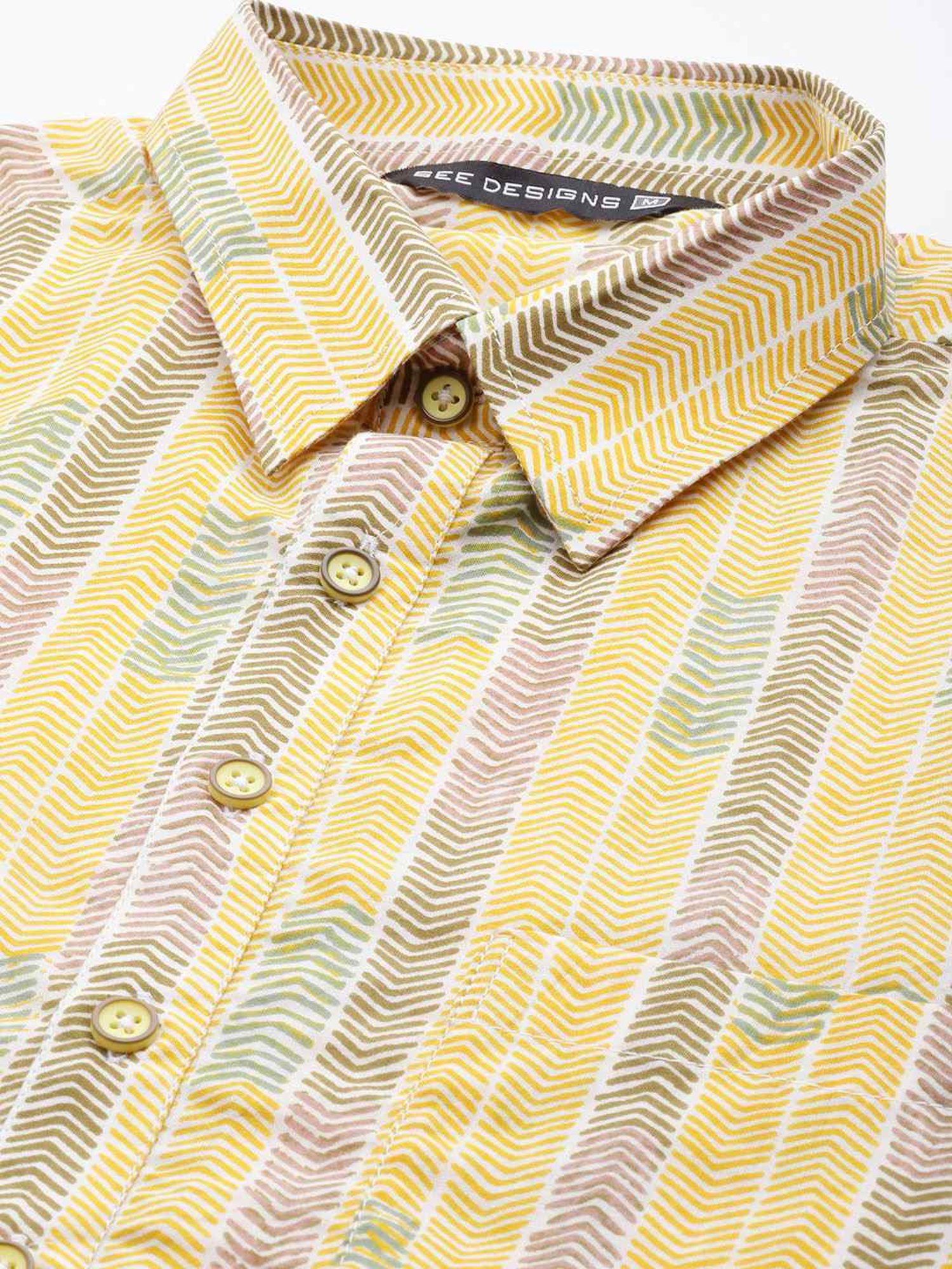 See Designs Yellow & White Cotton Regular Fit Printed Kurta Bottom Set