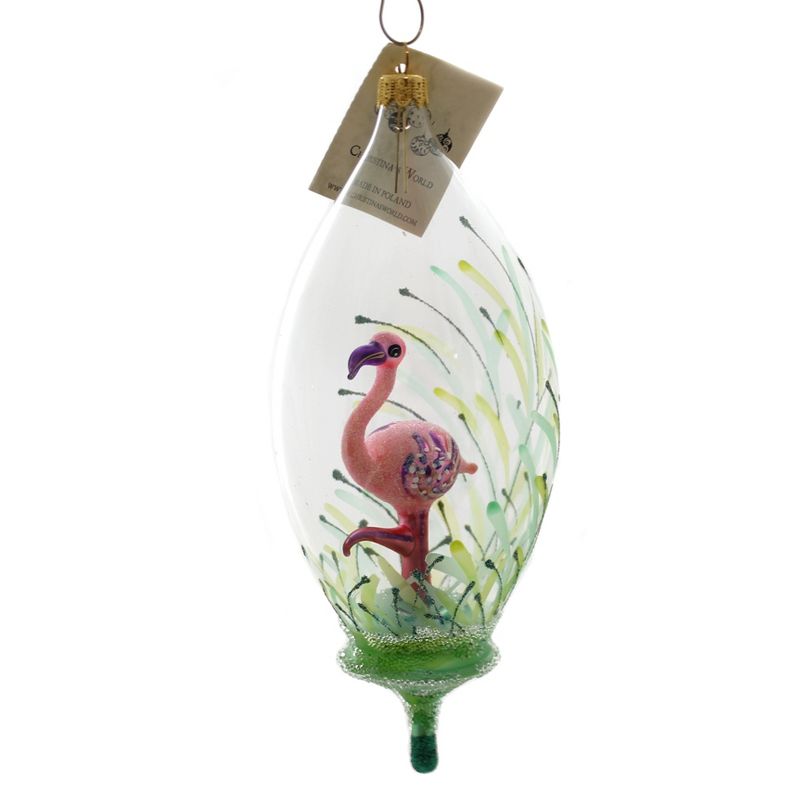 Christina's World 7.75" Pink Flamingo Dome Hand Painted  -  Tree Ornaments