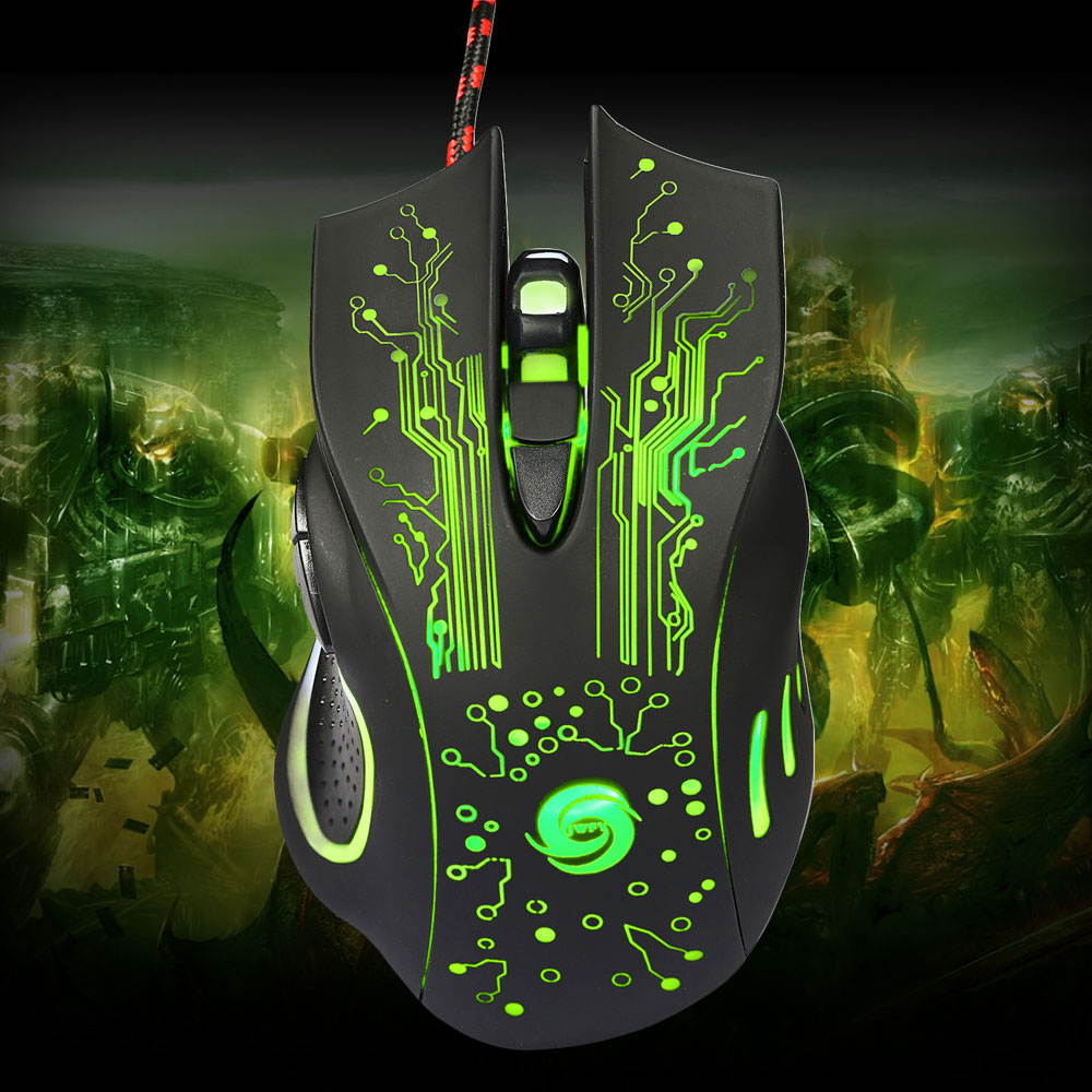 Ergonomic Design Mouse Colorful 5500DPI 6-Button LED USB Optical Wired Gaming Mouse for Pro Gamer