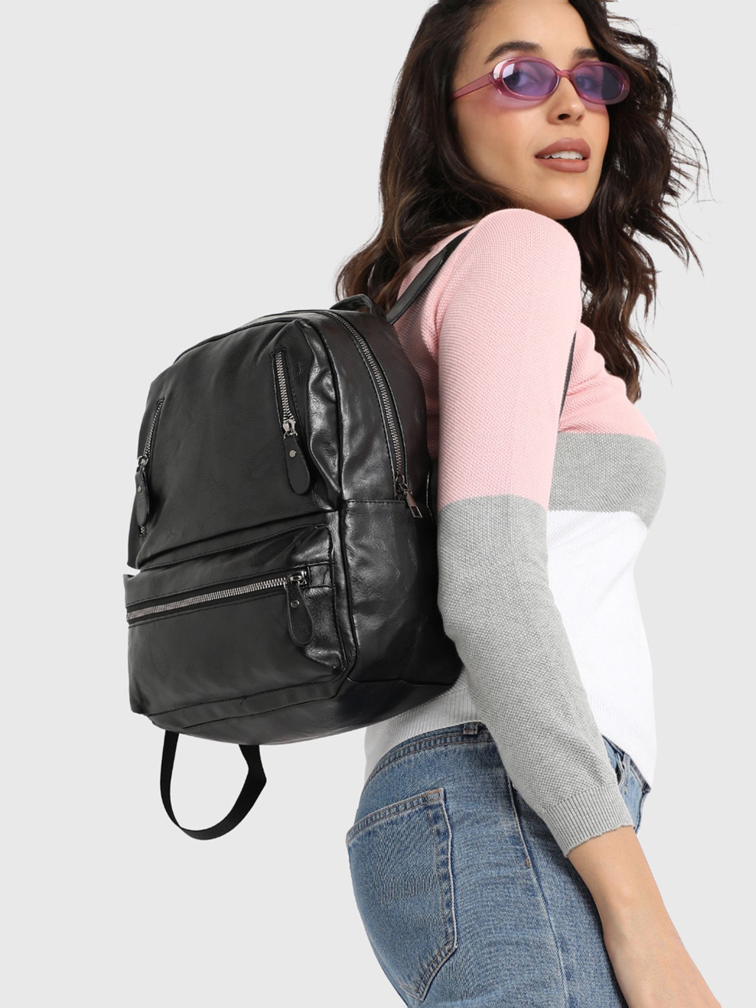 HauteSauce Black Large Leather Mini Backpack