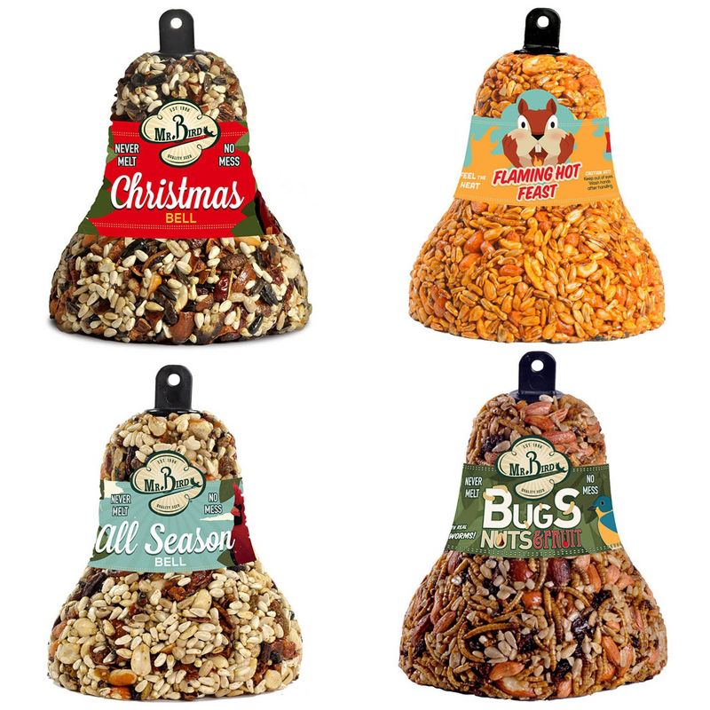 Home & Garden 5.25" Seed Bell Varitey Set / 4 Bird Feeding Cardinals Wrens Mr Bird  -  Bird And Wildlife Food