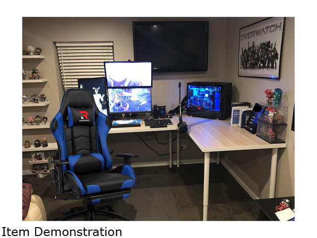 Massage Racing Chair with Retractable Footrest Gaming Chair - Computer Office Adjustable Lumbar Cushion Headrest Swivel Rocking Function Desk Chair 5 Colors