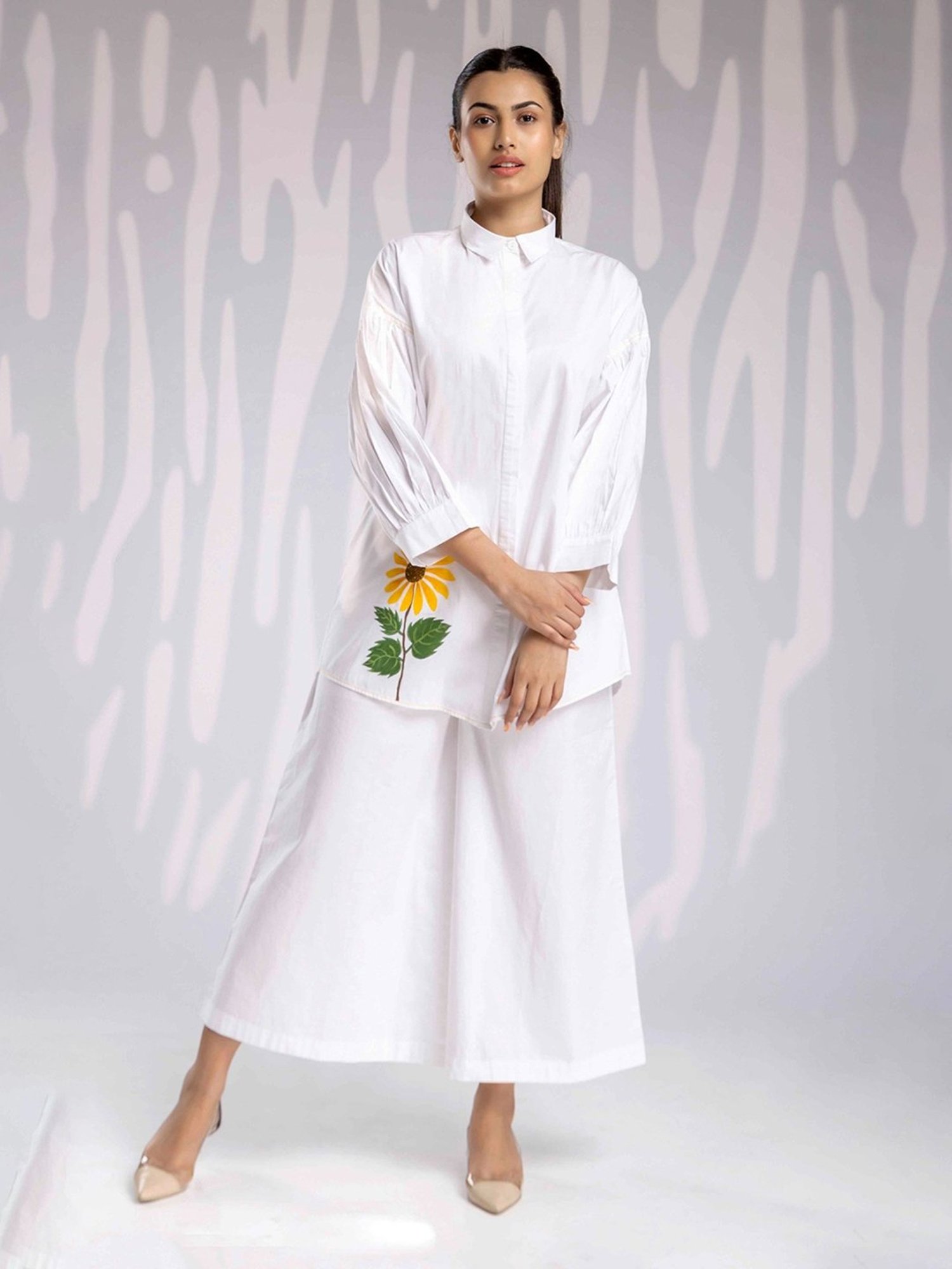 House of Manaa White Hom Allure Shirt with Pant