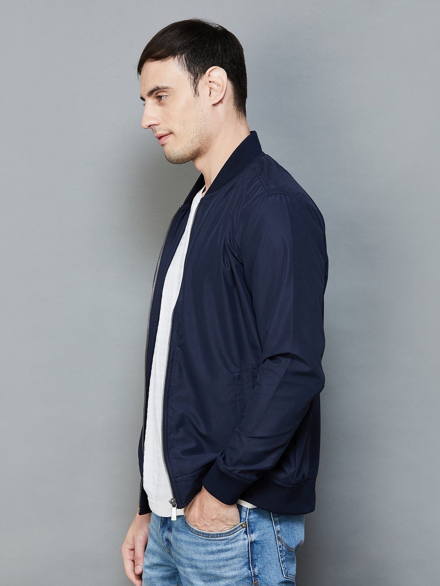 BOSSINI Navy Regular Fit Bomber Jacket