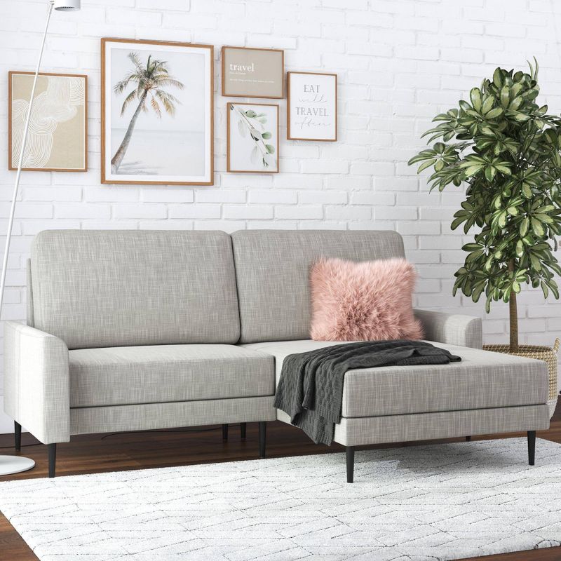 Francis Upholstered Sectional Sofa with Interchangeable Chaise Light Gray Linen - CosmoLiving by Cosmopolitan