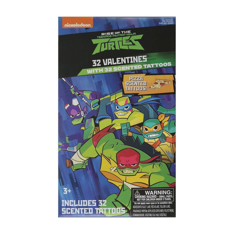 Teenage Mutant Ninja Turtles 32ct Valentines With Pizza Scented Tattoos
