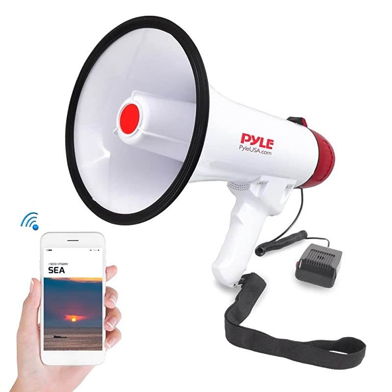 Bluetooth Bullhorn PA Megaphone iPhone Megaphone Speaker with Wired Microphone Siren Alarm Mode MP3USBSD Readers PMP42BT0 RedWhite
