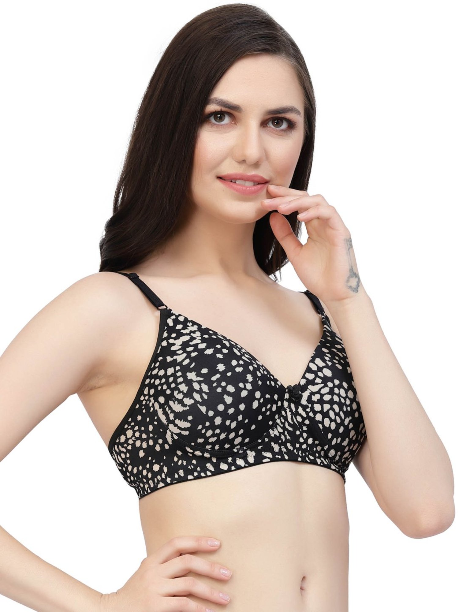 Cukoo Black Printed Padded Everyday Bra