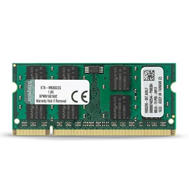 Kingston 2 GB DDR2 SDRAM Memory Module 2 GB (1 x 2 GB) 800MHz DDR2800/PC26400 DDR2 SDRAM 200pin SoDIMM KTA-MB800/2G