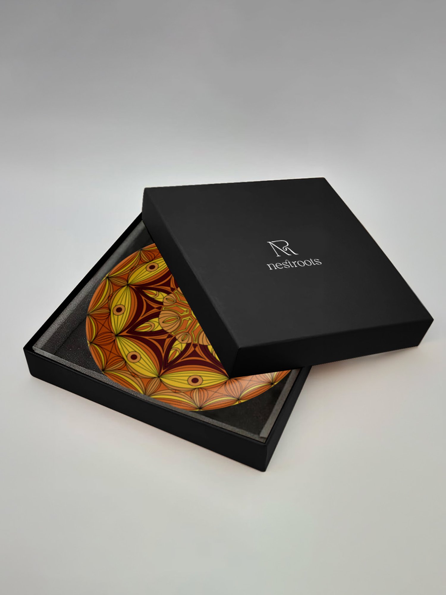 Nestroots Brown Sugar Serenity Artistry Mustard & Maroon Porcelain&iquest;Decorative Wall Plate