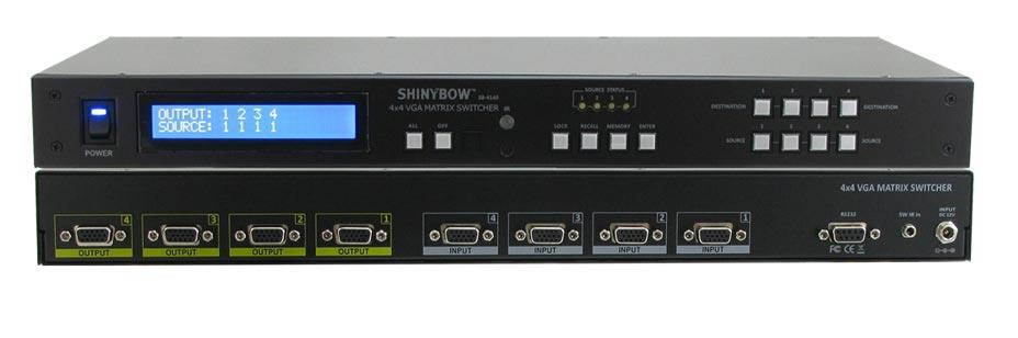 Shinybow SB-4140LCM 4x4 VGA Matrix Switcher w RS232/IR Remote/LCD Display