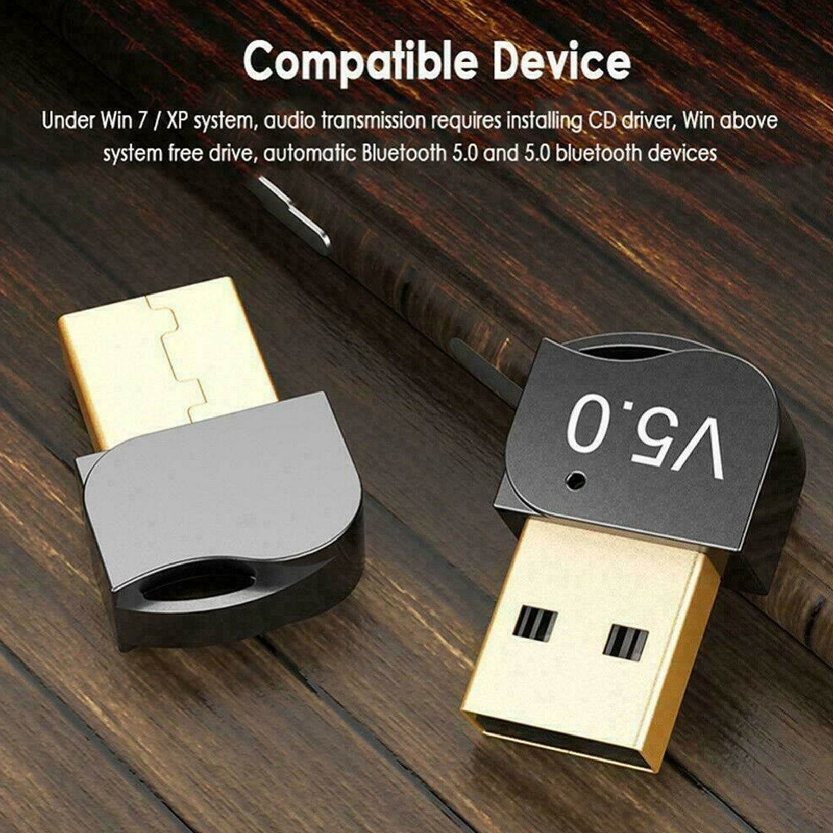 USB Bluetooth 5.0 Adapter Wireless Dongle Stereo Receiver Audio For TV PC Laptop