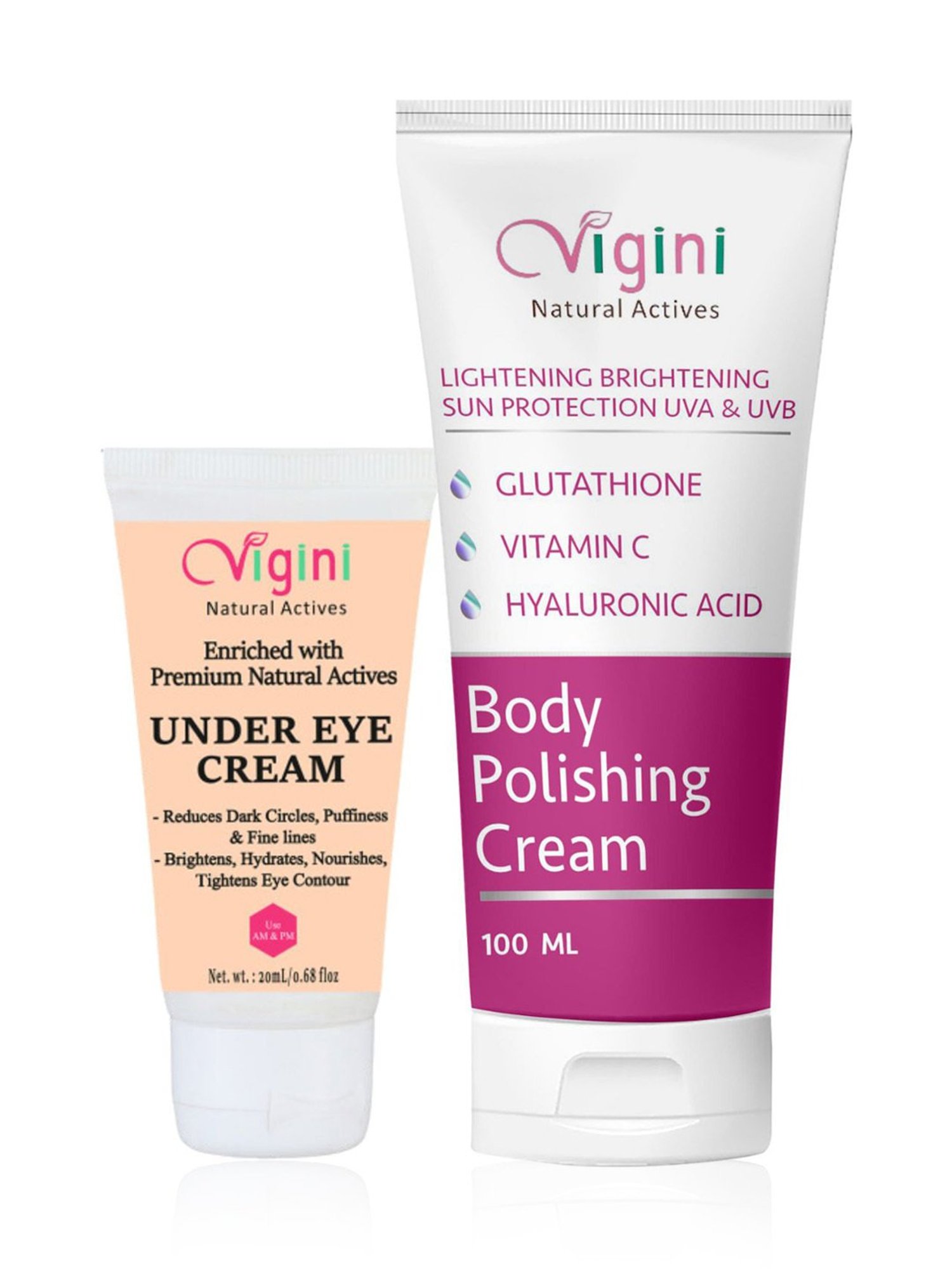 Vigini Skin Lightening Brightening Body Polishing Cream & Under Eye Cream