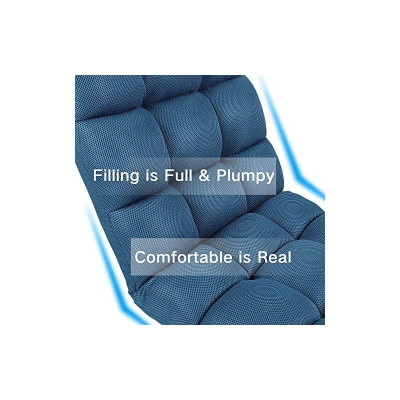 Floor Chair Adjustable  5 Angles Padded Floor Seating Back Support Floor Seat Recliner Fold Flat for Meditation, Reading, Watching, Video-Gaming, Adult Kid, Nave Blue
