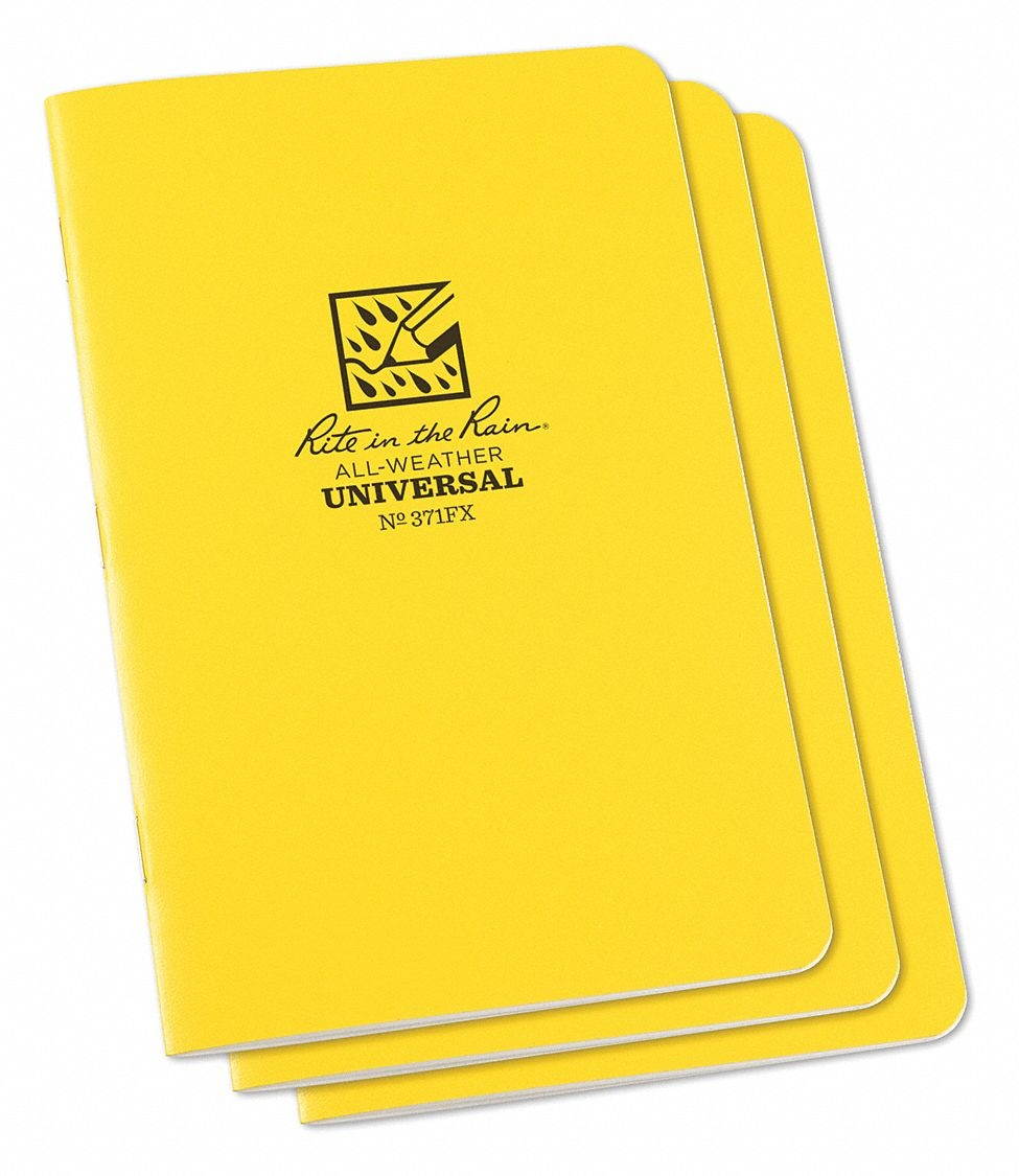 RITE IN THE RAIN 371FX-M All Weather Stapled Notebook,3-1/4in,PK3