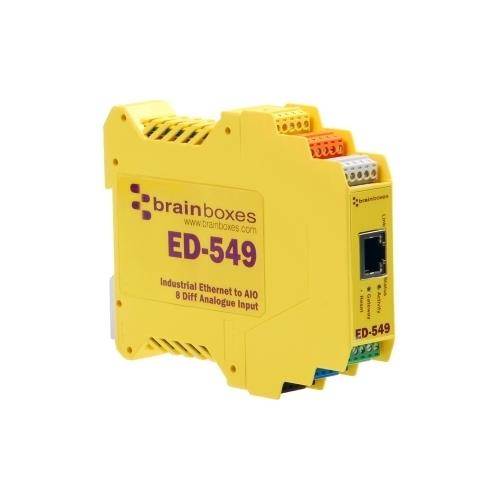 Brainboxes ED-549 Ethernet to Analogue 8 Inputs - 1 x Network (RJ-45) - 1 x Serial Port - Fast Ethernet - Rail-mountable