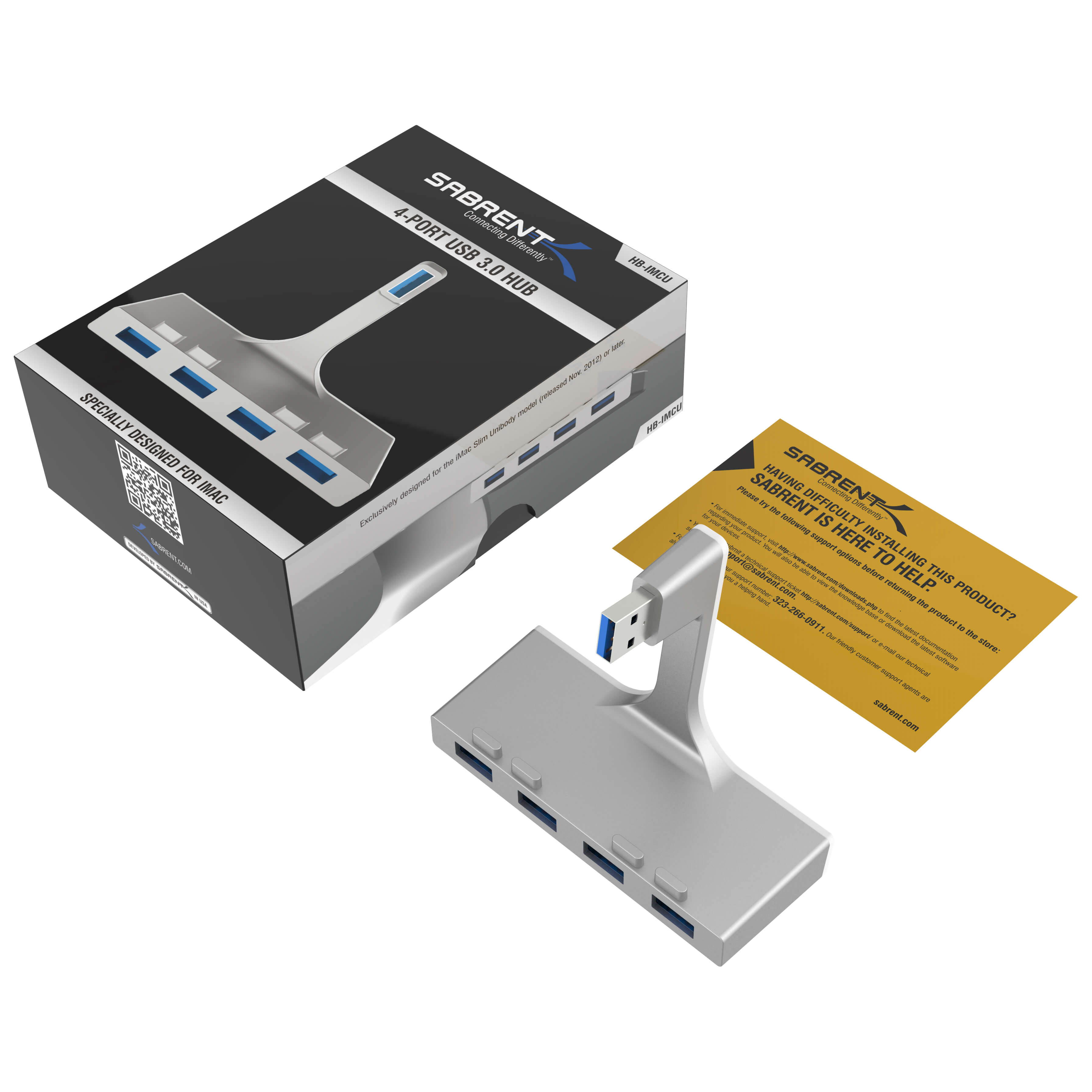 Sabrent 4-Port USB 3.0 Hub For iMac Slim Unibody (HB-IMCU)