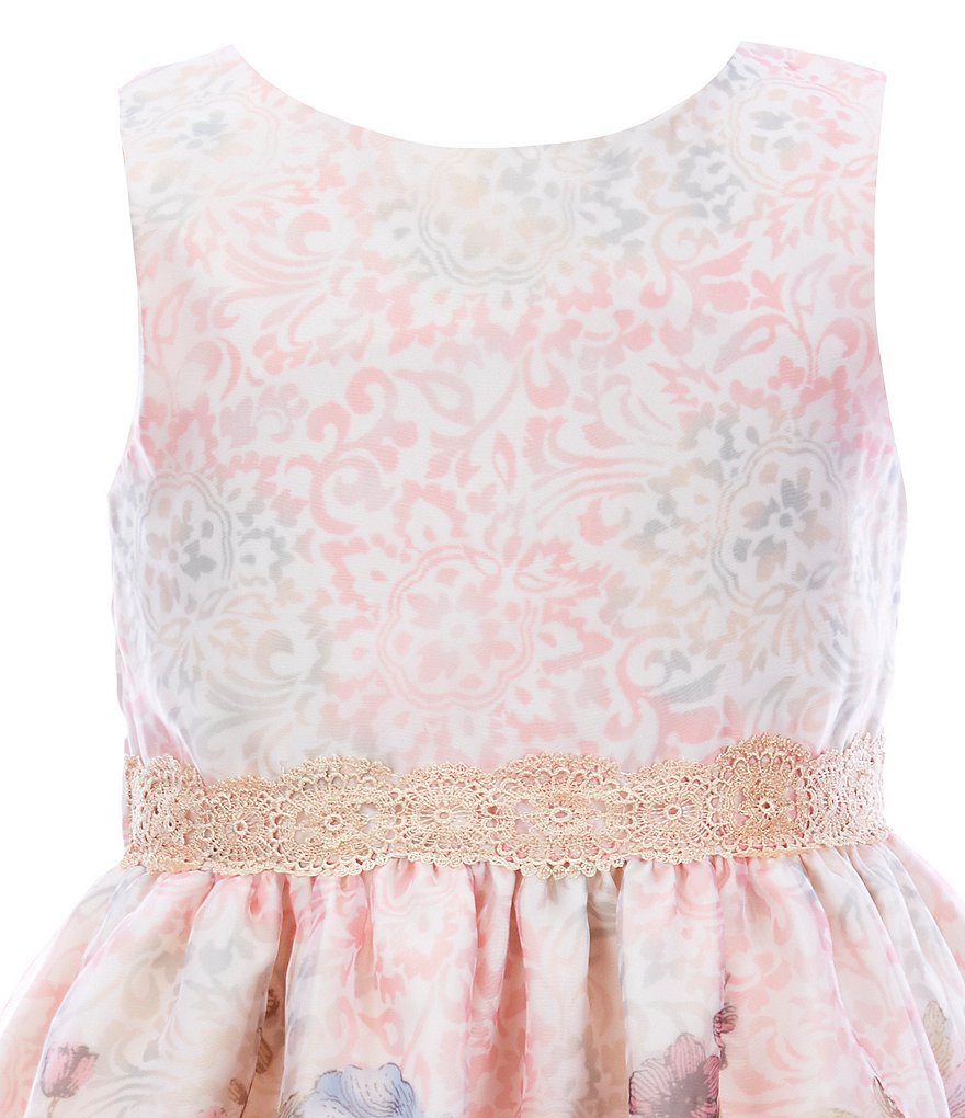 Pippa & Julie Little Girls 2T-6X Floral/Clip-Dot Tiered Fit-And-Flare Dress