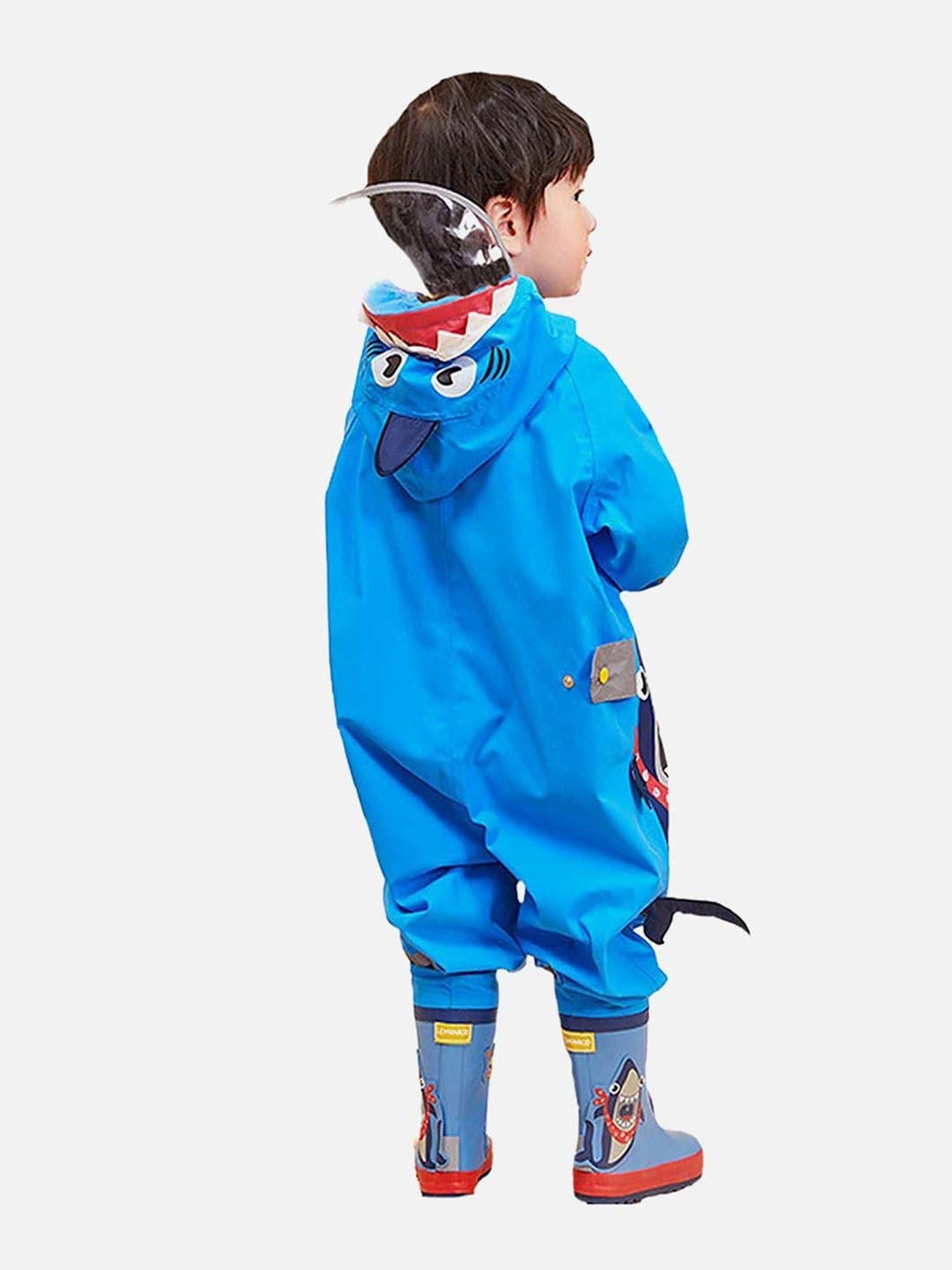 Little Surprise Box Kids Blue Printed Full Sleeves Raincoat