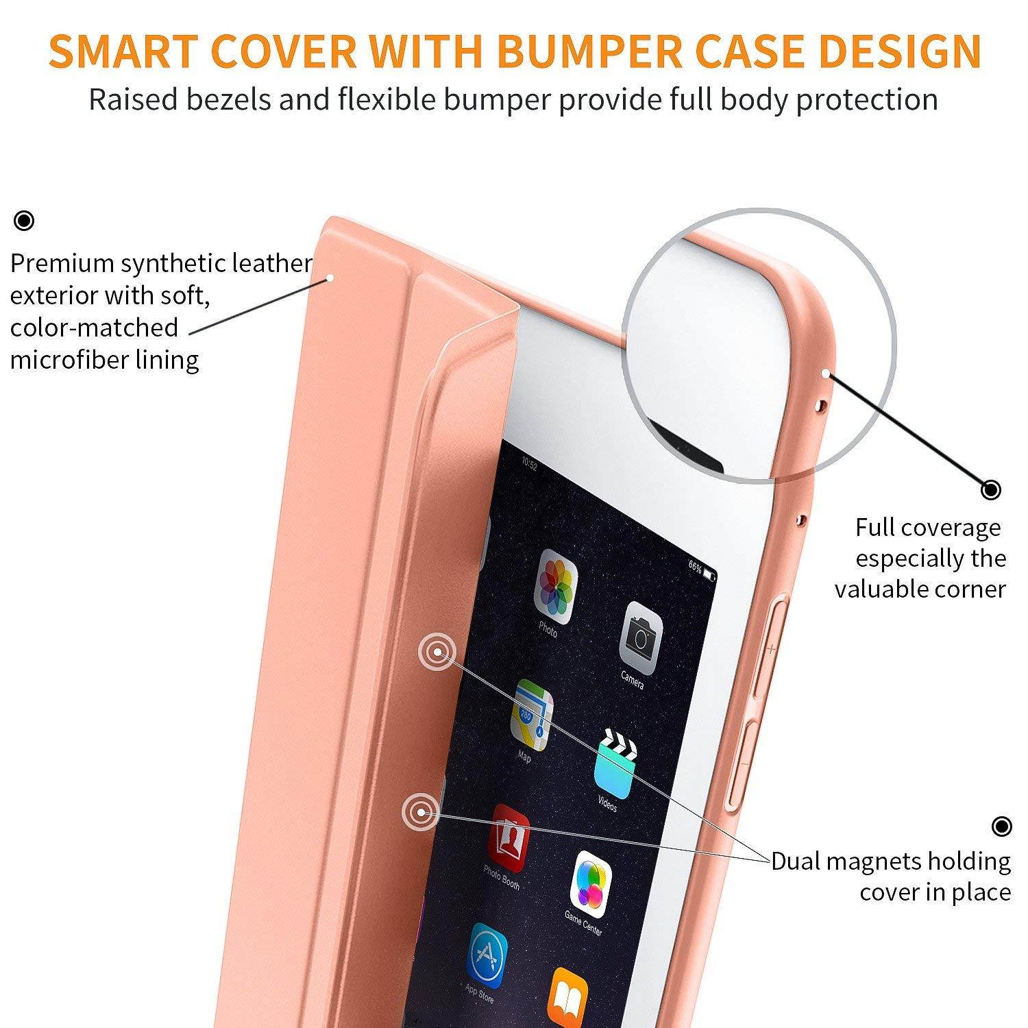 iPad Case for iPad Mini 4, DTTO [Anti-Scratch] Ultra Slim Lightweight [Auto Sleep/Wake] Smart Case Trifold Cover Stand with Flexible Soft TPU Back Cover for iPad mini4, Bright Orange