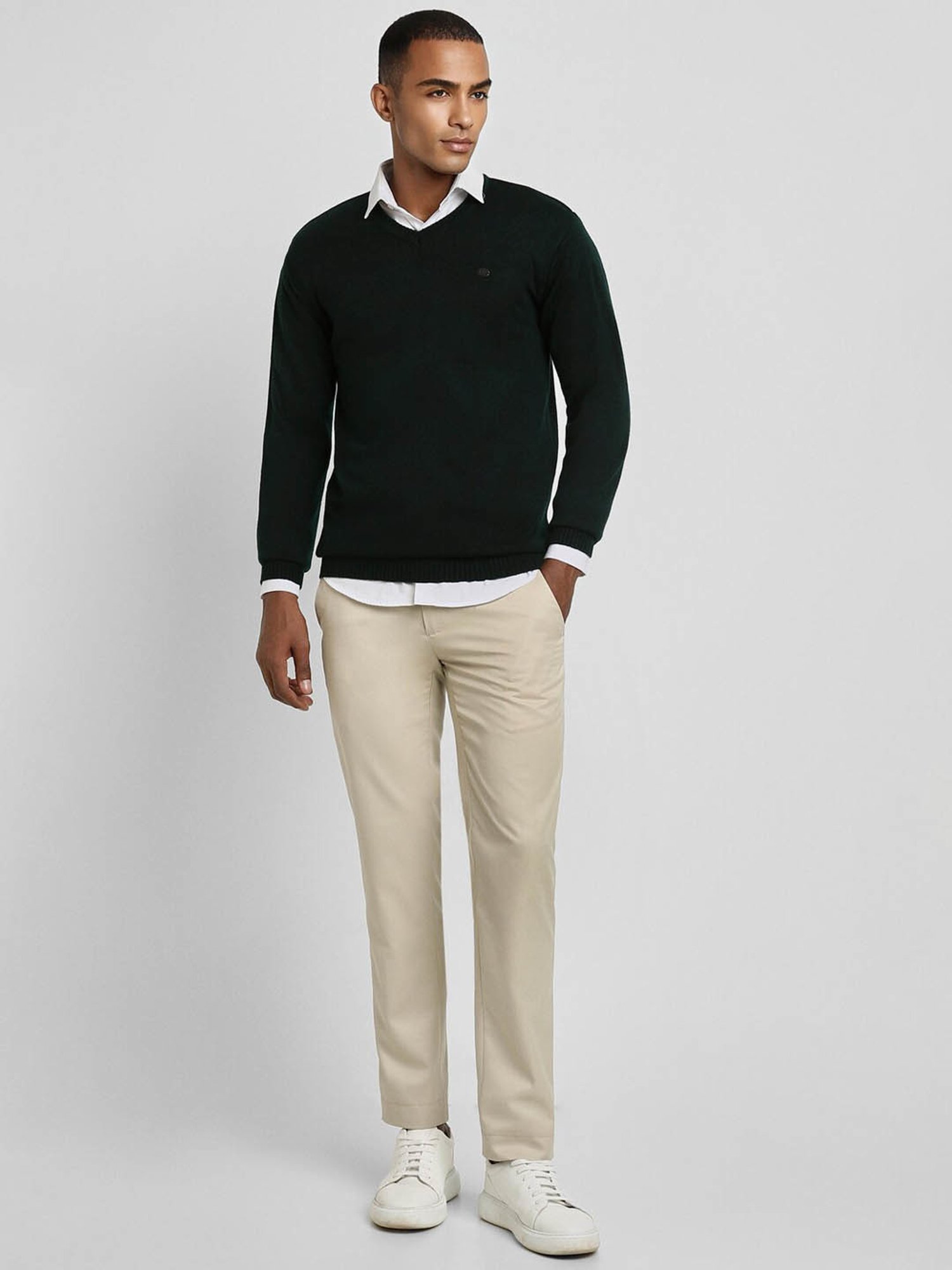 Peter England Casuals Green Regular Fit Sweater