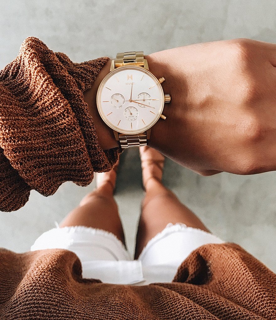 MVMT Nova Collection Solis Goldtone Multifunction Bracelet Watch