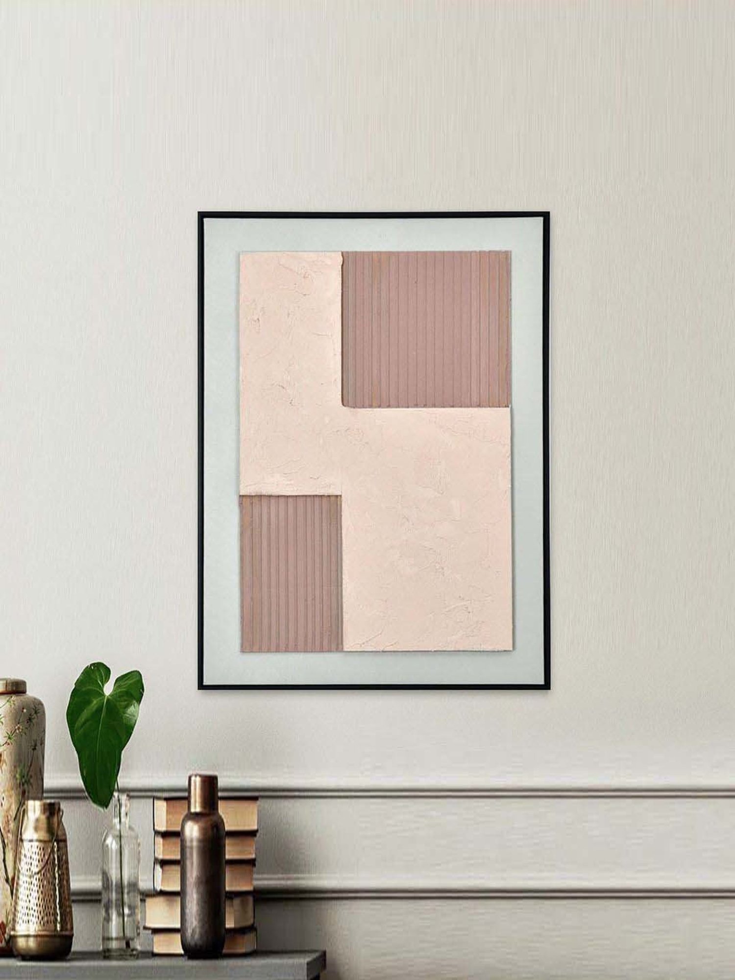 @home Brown & Beige Canvas Square Textured Wall Painting