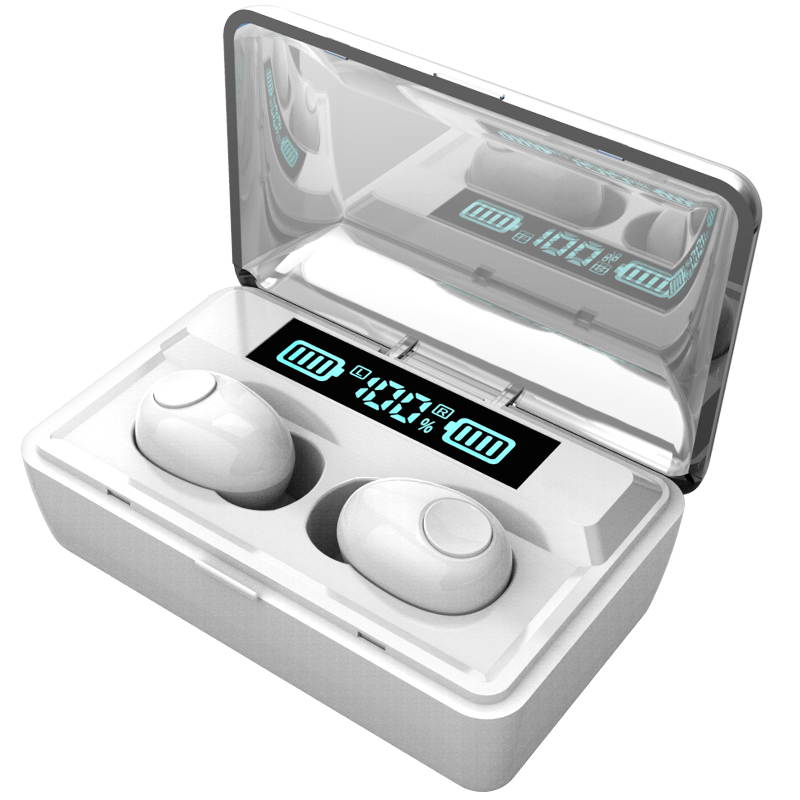 Wireless Intelligent Power Capacity Display Mini Invisible Bluetooth Headset 5.0 Suitable for Android & IOS Mobile Phones Waterproof Multifunction Earbuds Sports Automatic Charging