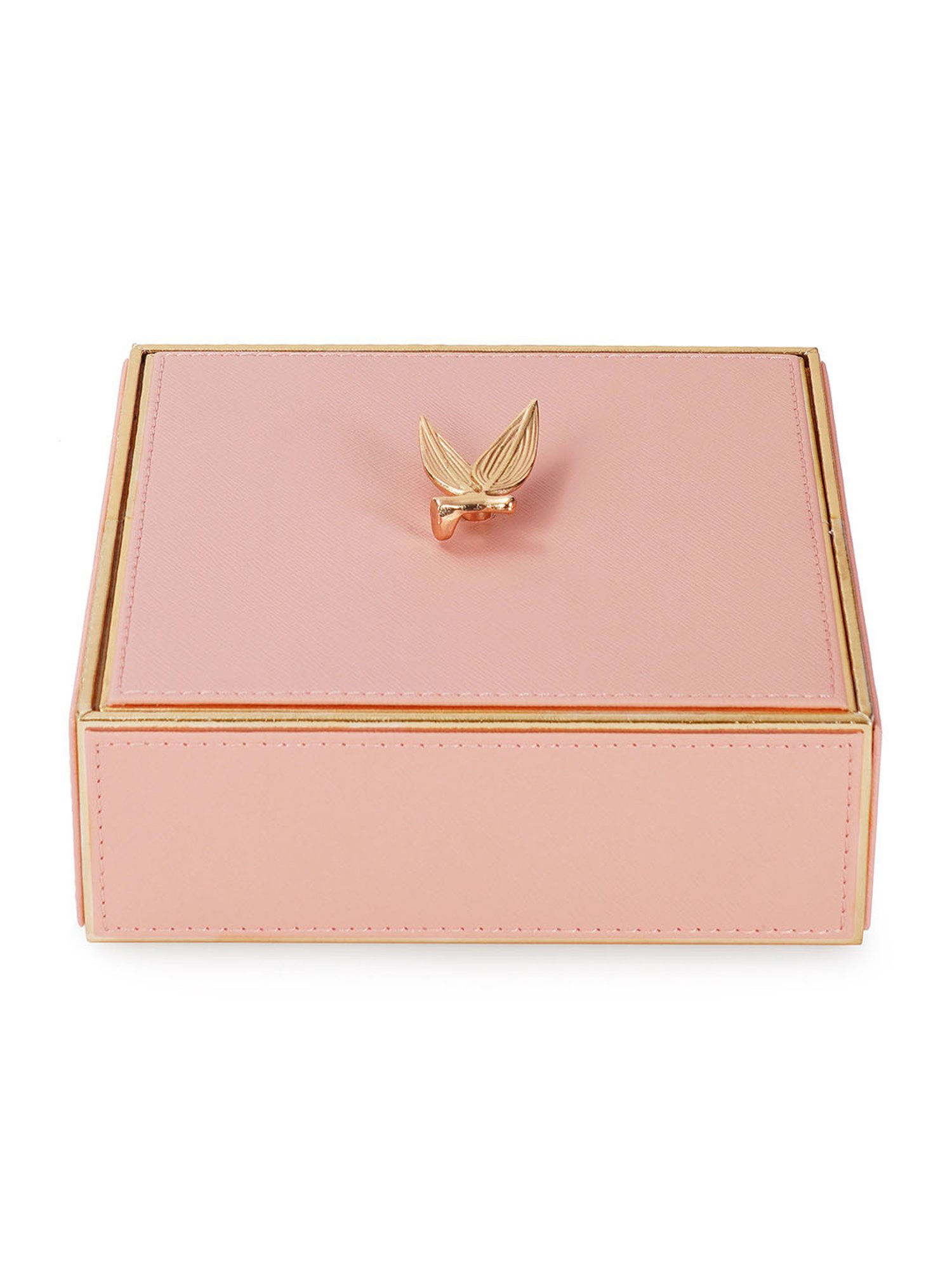 Pure Home and Living Pink Leather Storage Boxes